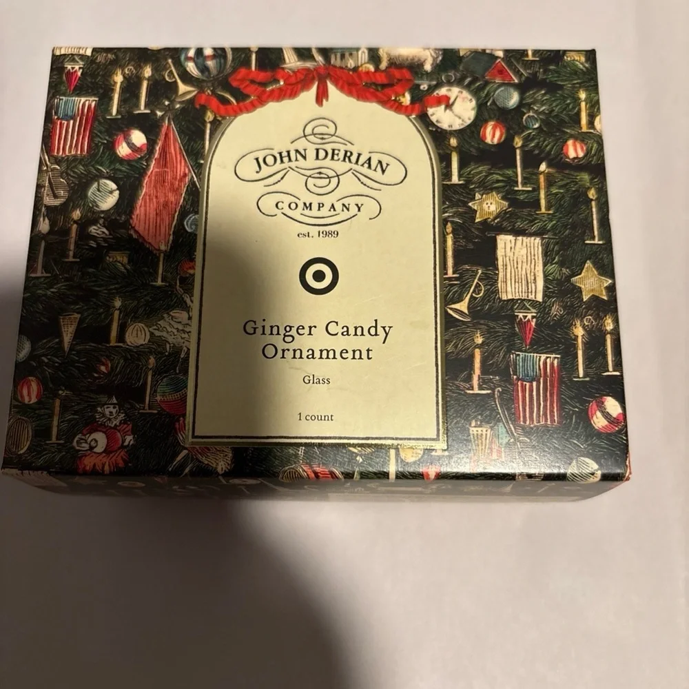 John Derian 2025 Glass Ginger Candy Frosted Christmas Tree Ornament in Box NEW
